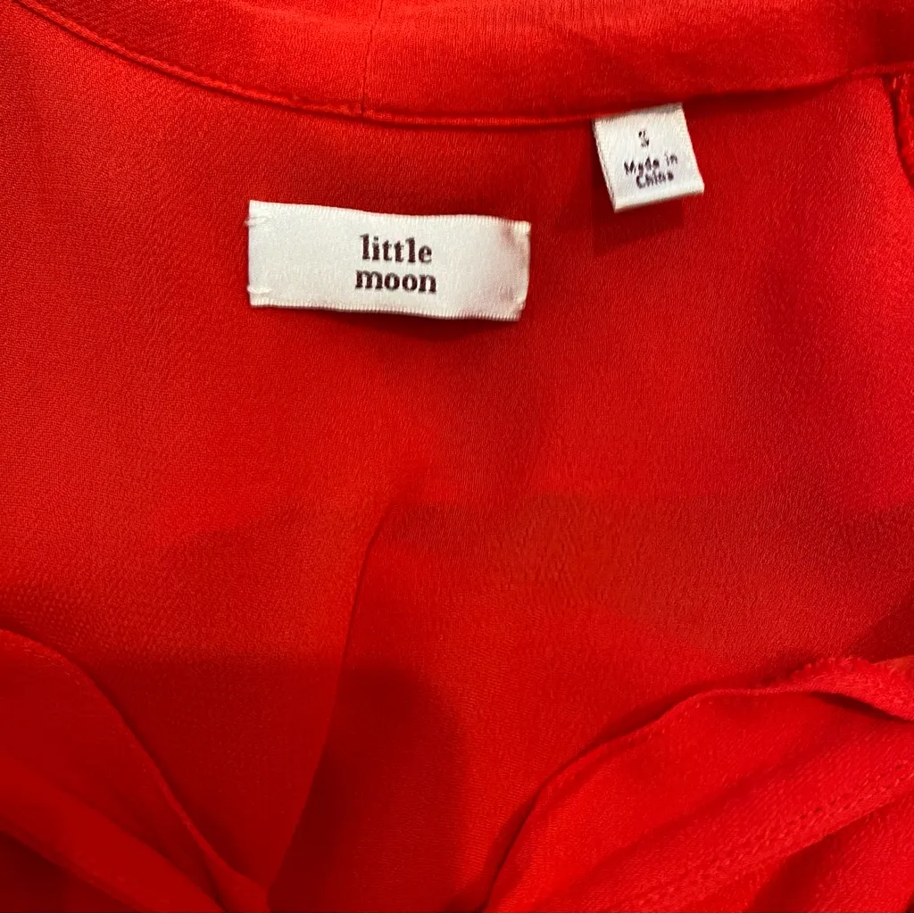 Aritzia Little Moon Gazania Ruffle Blouse In Red Size Small - Image 9