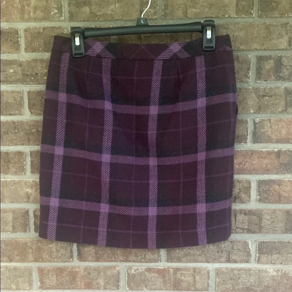 LOFT Purple Plaid Mini Skirt - Image 2