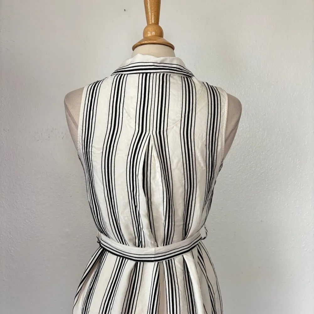 Anthropologie Black and White Sleeveless Polo Collar Midi Dress - Image 12