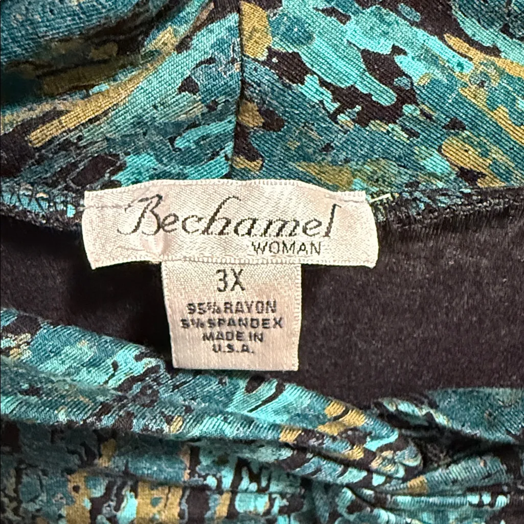 Bechamel woman long sleeve top and skirt set plus size 3X turquoise gold black - Image 4