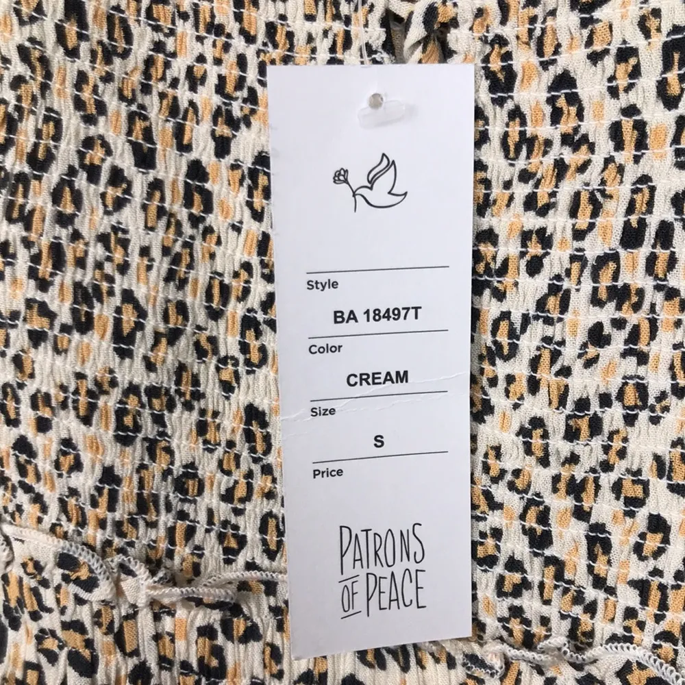 NWT Patrons of Peace Women’s Animal Print Lace-Up Front Smocked Peplum Tank Top - Image 9