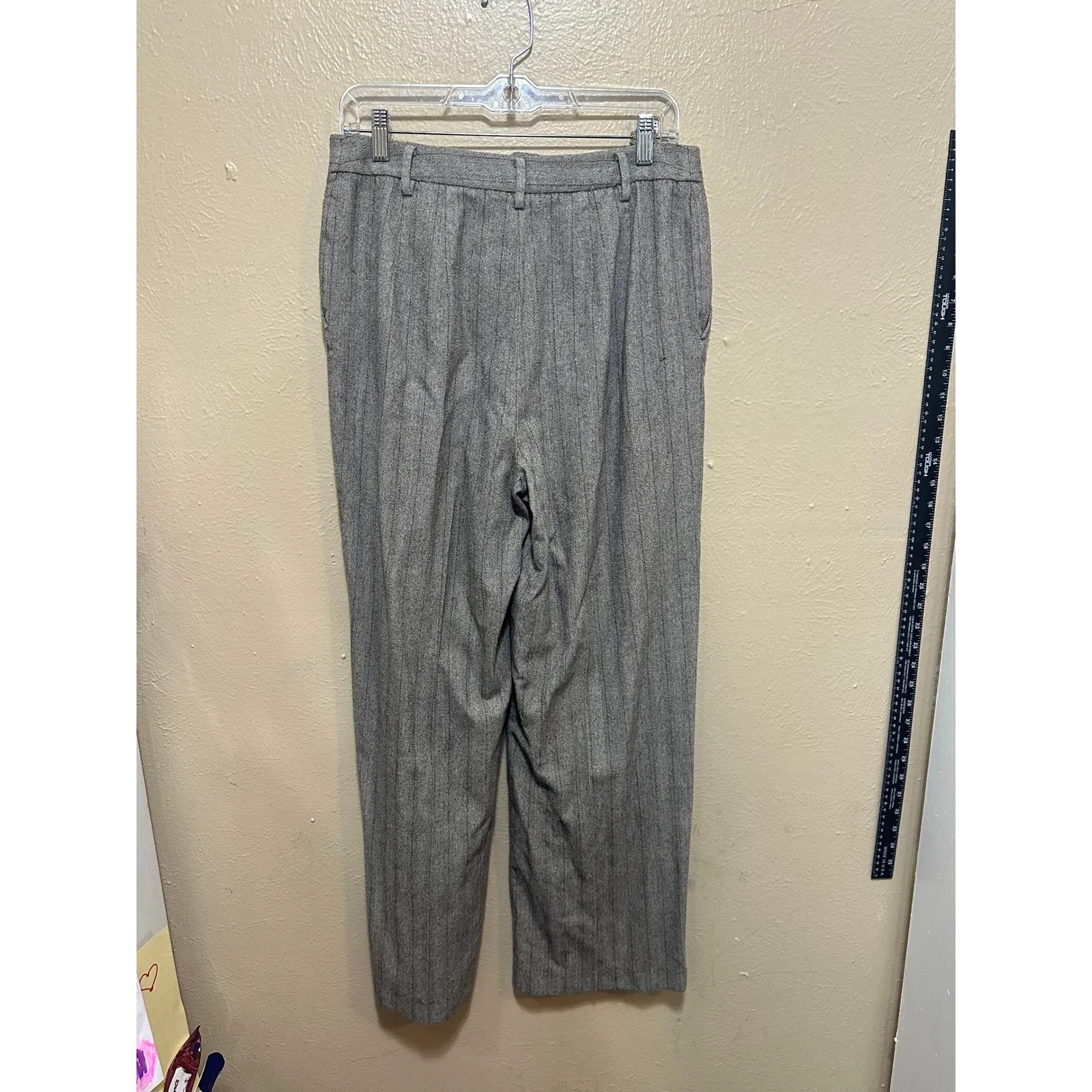 Linda Allard Ellen Tracy Wool Blend Herringbone‎ Trousers Career Pants 10 Gray - Image 6