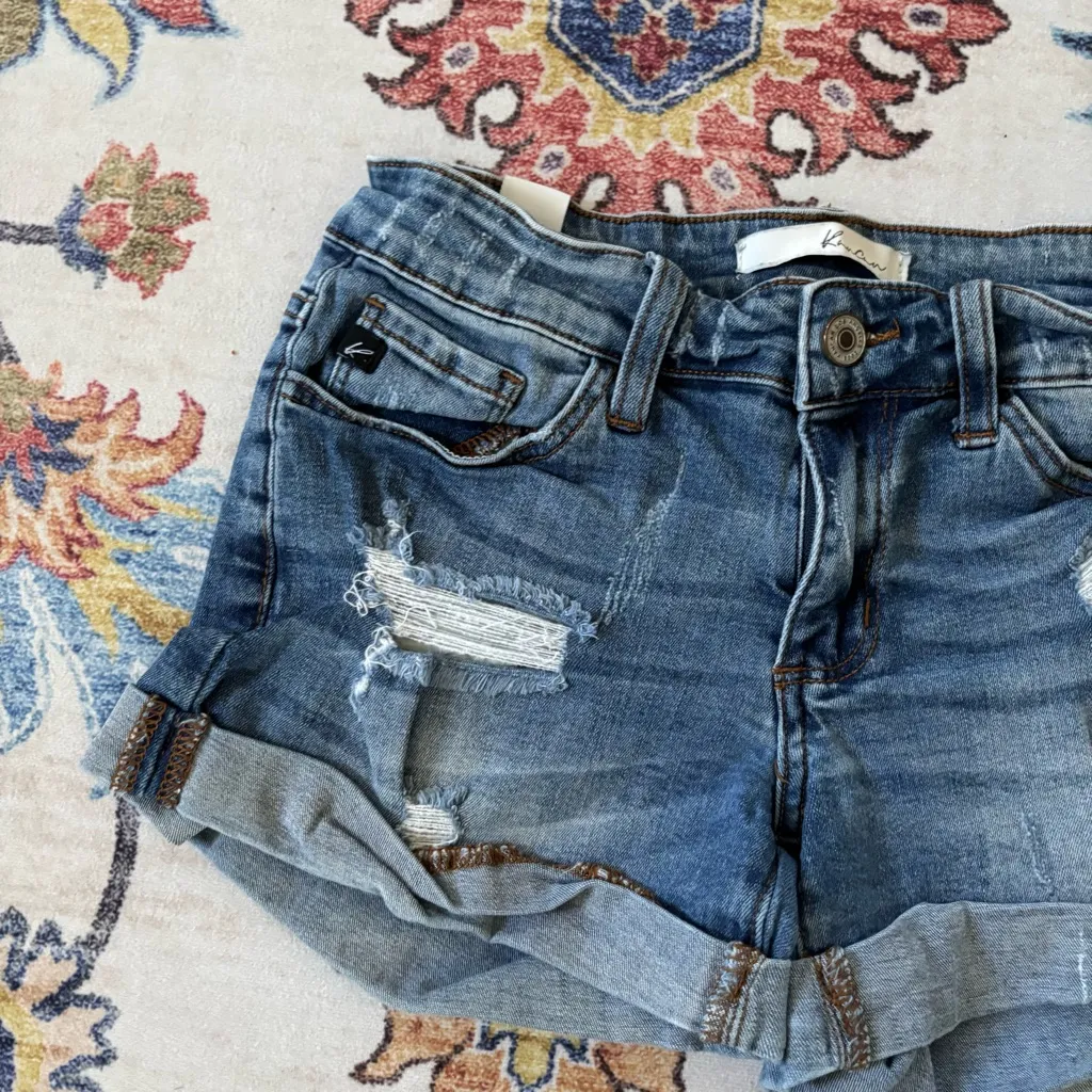 KanCan Denim Distressed Cuffed Women's Micro Denim Shorts Medium Wash W26 Blue Size 26 - Image 6