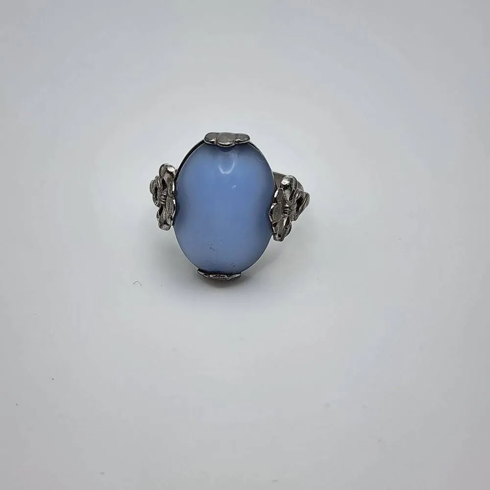 Vintage Avon Silver Tone & Blue Ring (7) Silver - Image 6