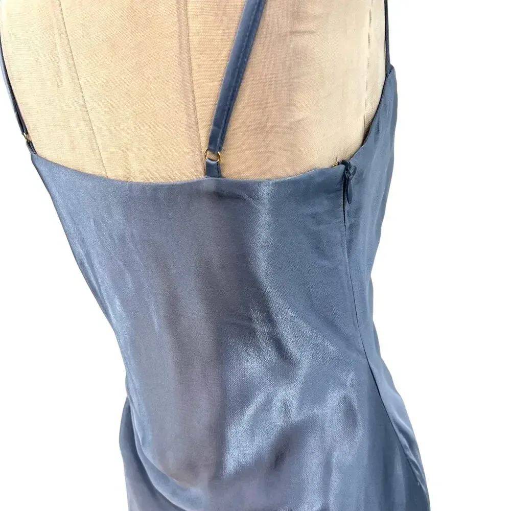 Shona Joy Lily‎ Bias Ruched Midi Dress Blue Smoke Size US 6 - Image 13