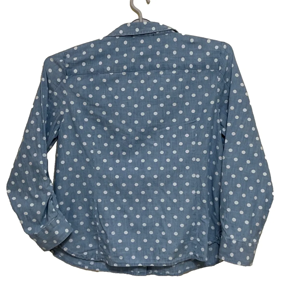 Tommy Hilfiger roll tab sleeve‎ Cotton blue+white polka dots women's shirt XXL - Image 16