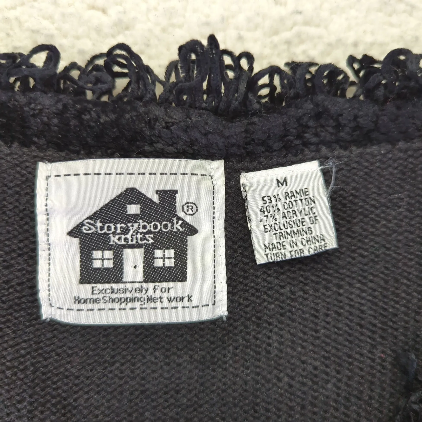Storybook Knits Women's Black Ornament Christmas Cardigan‎ Sweater Size Medium - Image 3