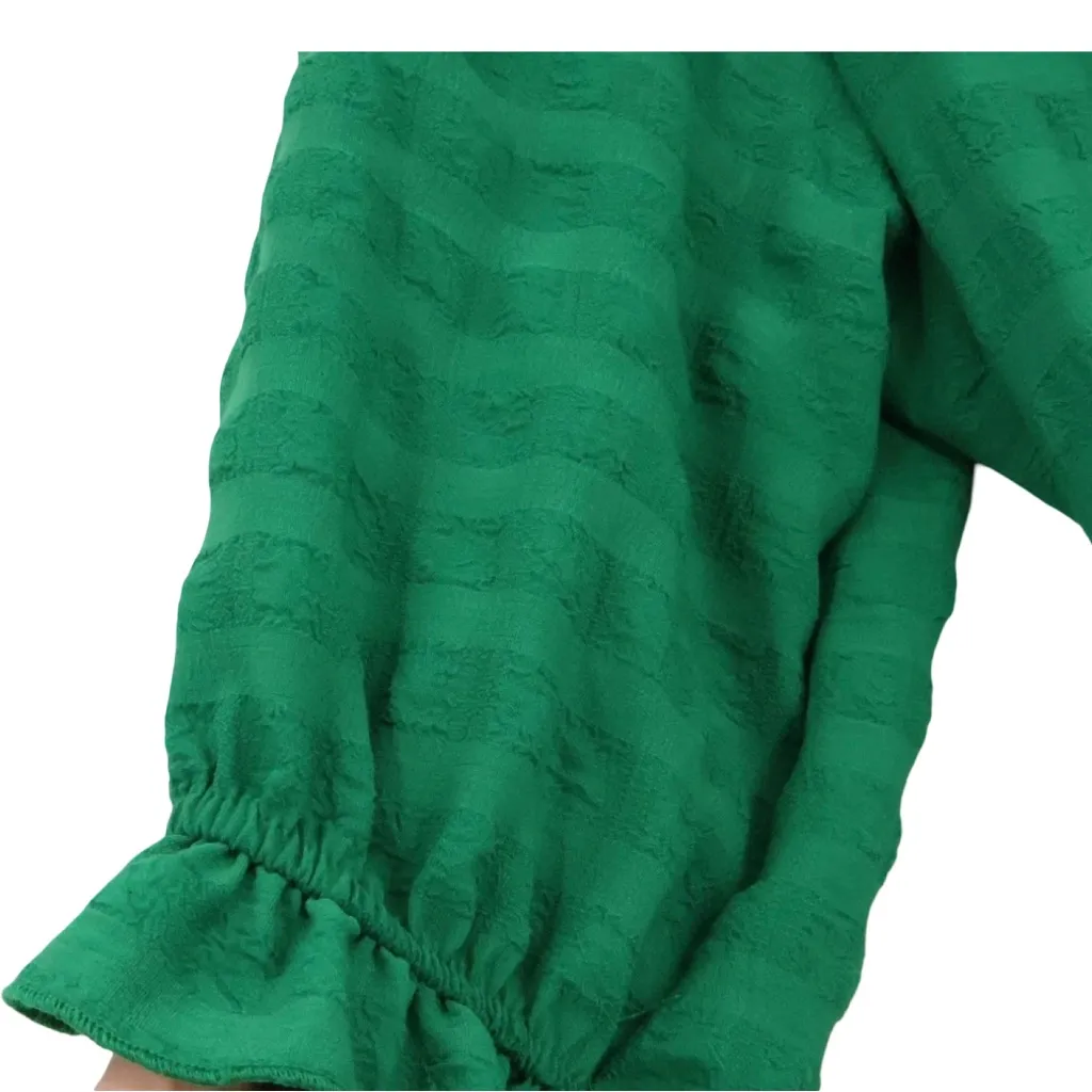 Lark + Grey Size Medium Green Tiered Maxi Dress With Elastic Waist Band and Tie. - Image 3