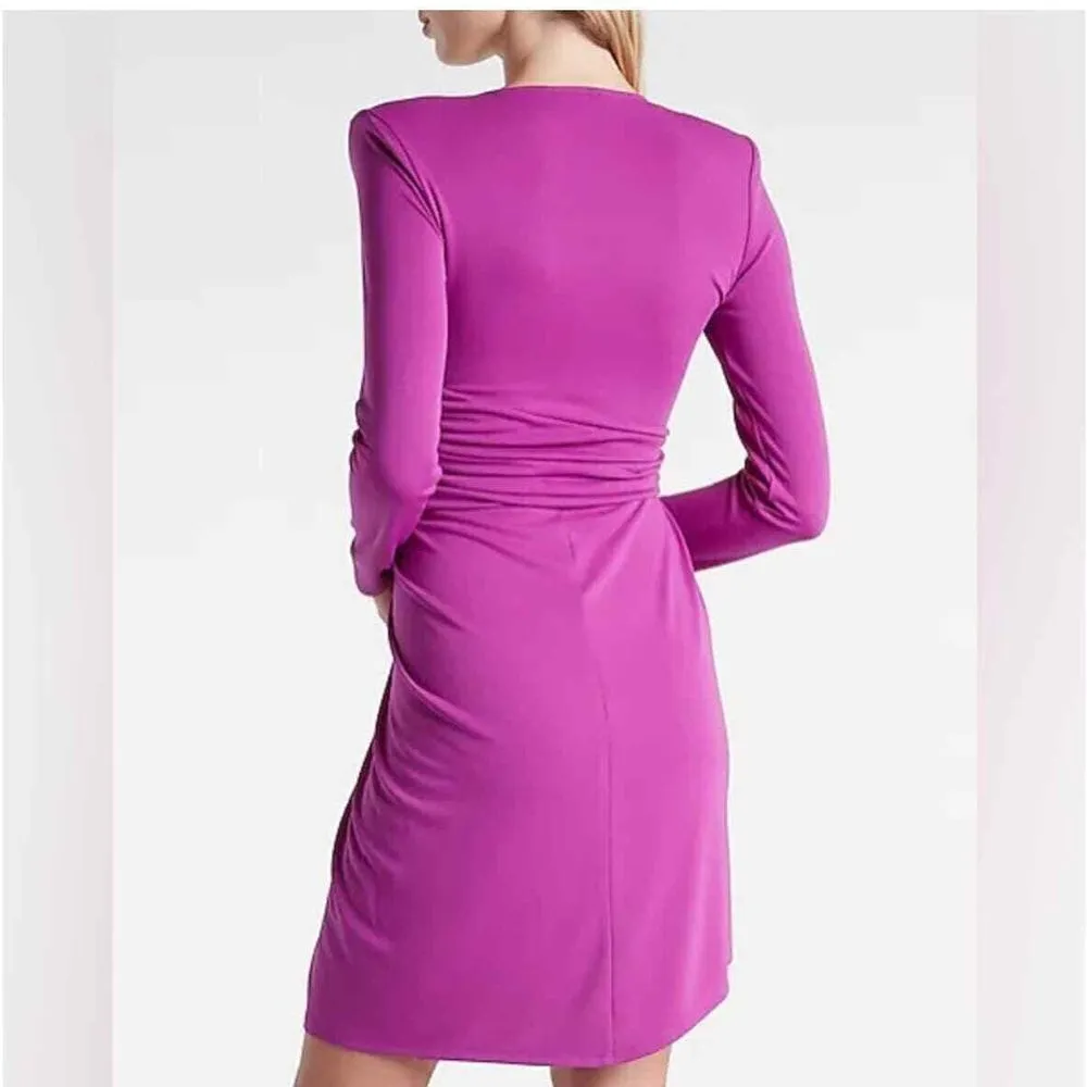 NWT XL Draped V-Neck Strong Shoulder Mini‎ Dress - Image 2