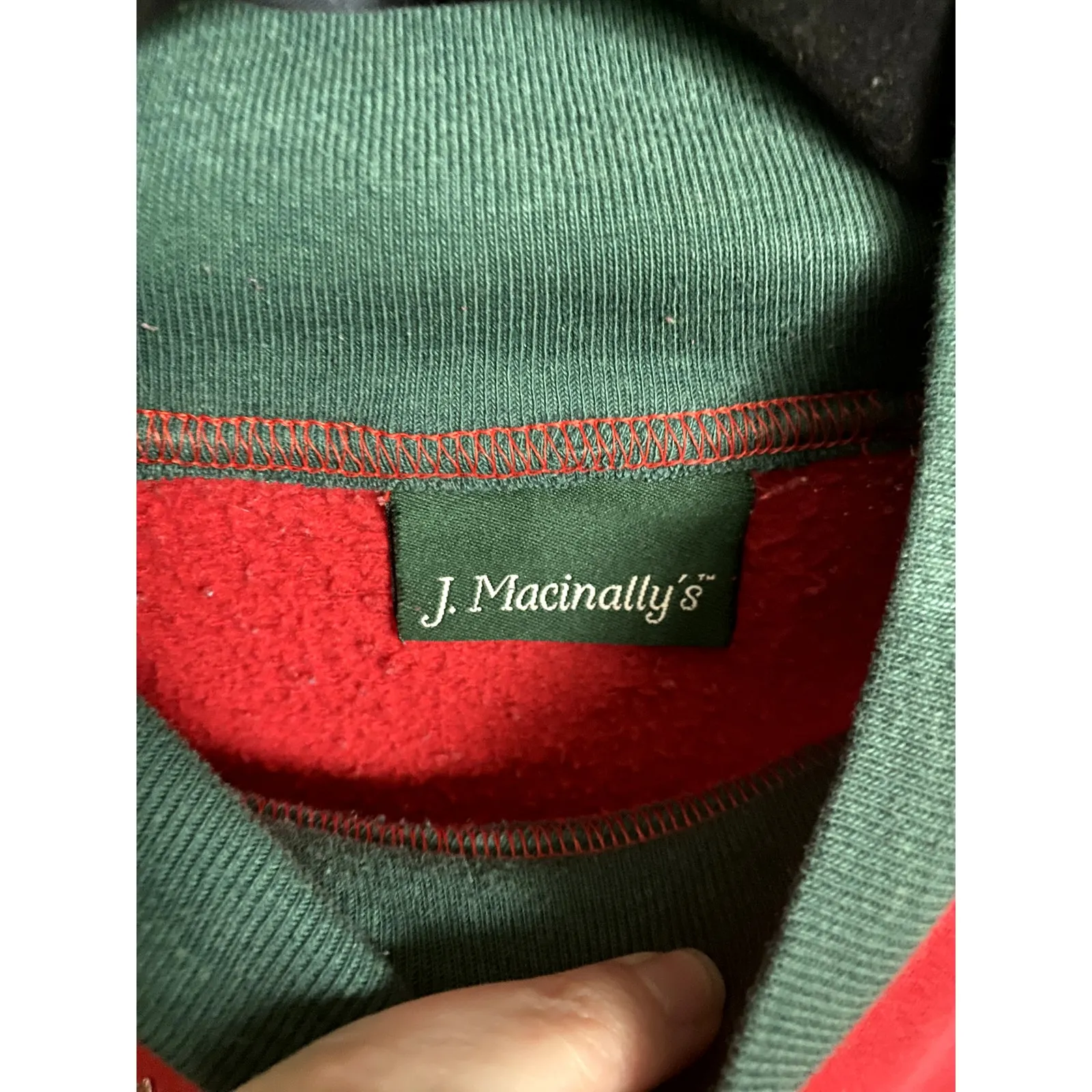 1990's‎ Vintage Embroidered Red Merry Christmas Tree Crewneck Sweater XL Cozy - Image 4