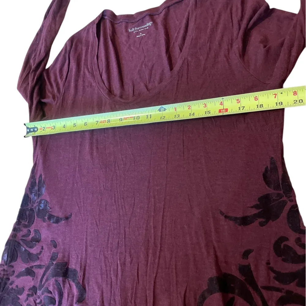 Soft Surroundings Boho Velvet Floral Tunic Or Mini Dress Womens XL Burgundy - Image 7