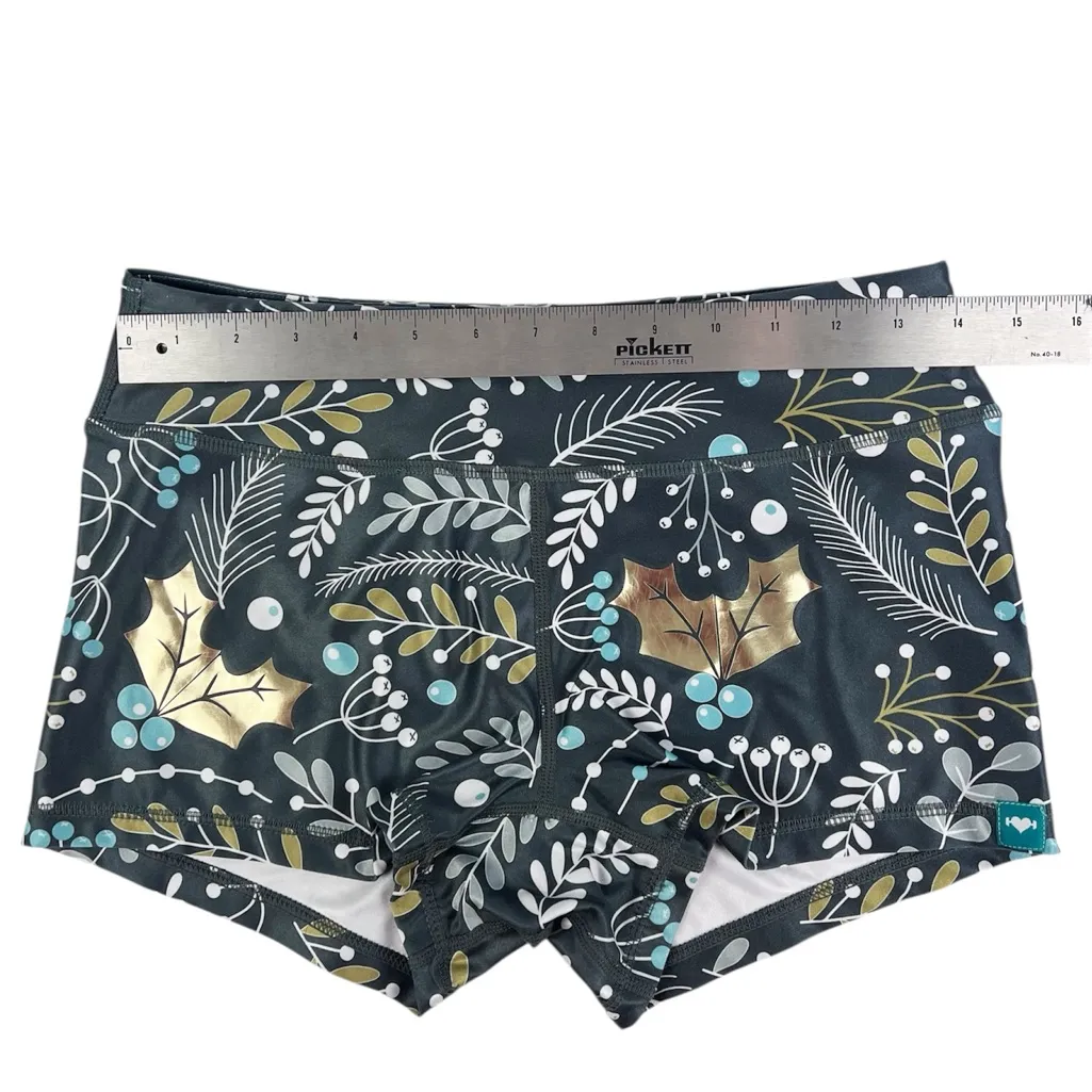 Wodbottom Blue Gold Foil Holly Winter Shorts 3” CrossFit Workout Size Medium - Image 3