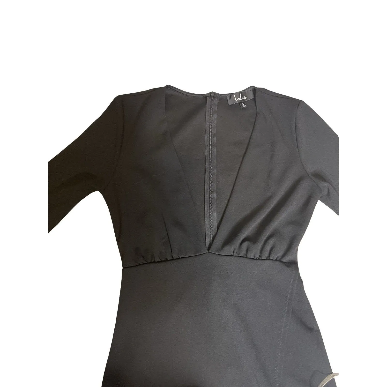 Lulus Dress Womens Small Black V Neck Long Sleeve Bodycon Mini - Image 8