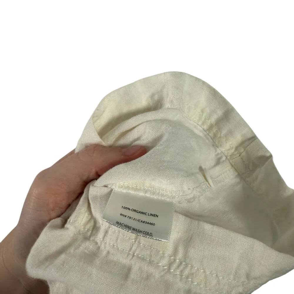 Eileen Fisher White 100% Organic Linen Crop Cargo Pants Lagenlook Womens 14 - Image 6