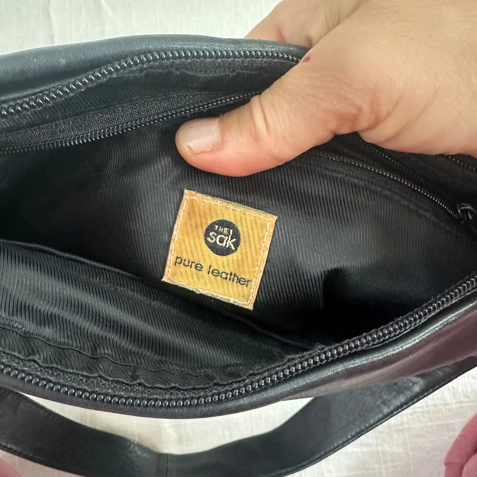 Vintage The Sak Leather Bag Early 1990s Black Soft Pebbled Leather Hamdbag 90s - Image 2