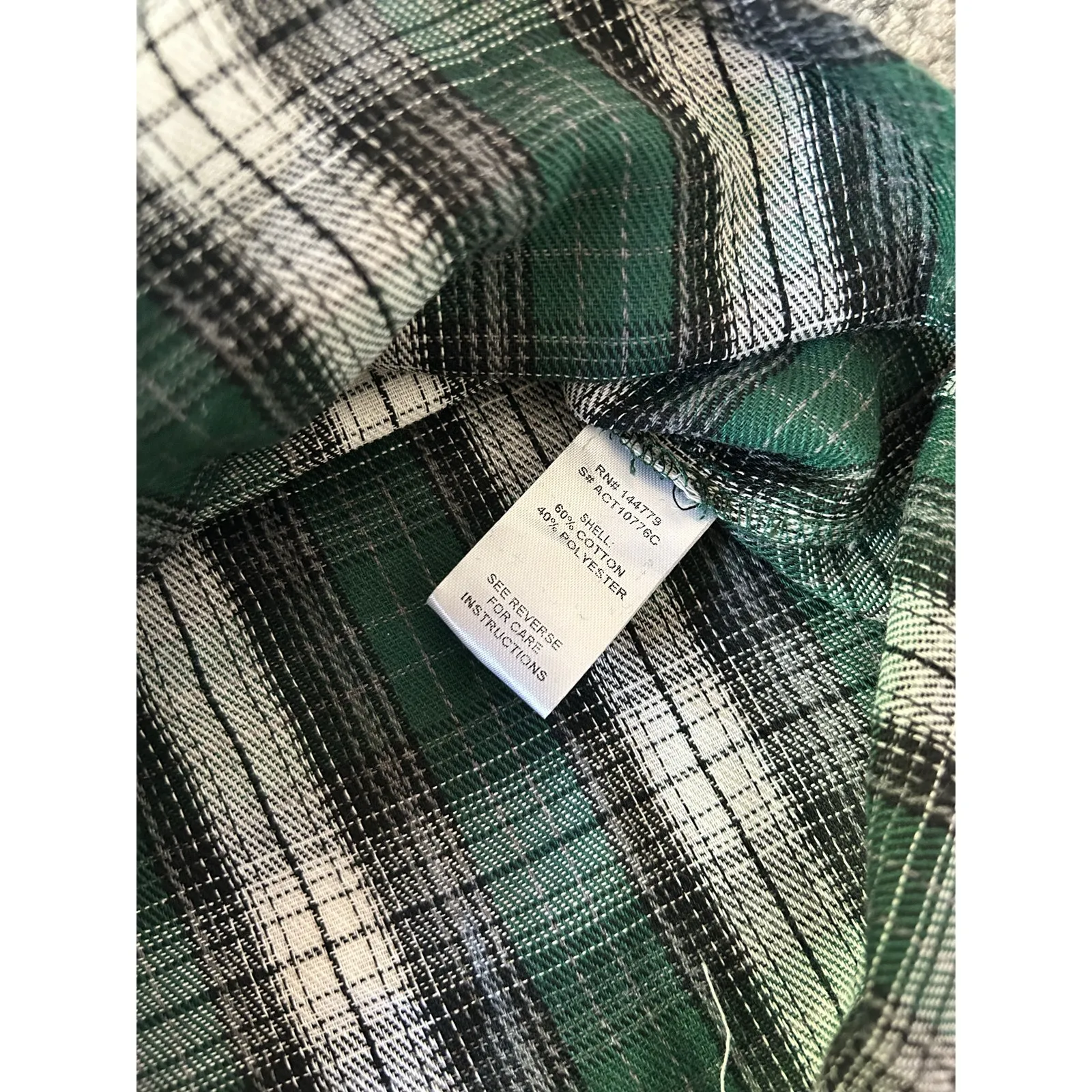 VICI Petaluma Cotton Blend Plaid Button Down Oversized Shirt Green White Large - Image 7