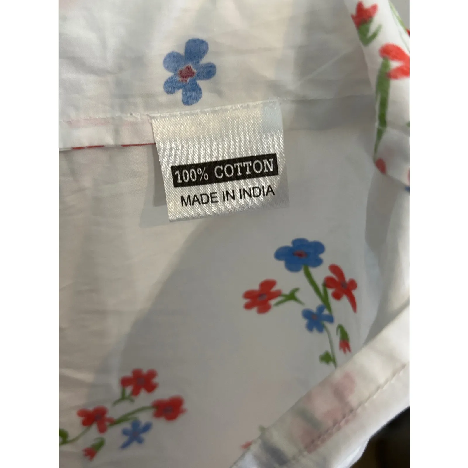 Olivia James Floral Midi Dress Tie Strap‎ Cottagecore Smocked White Red Blue M Size M - Image 6