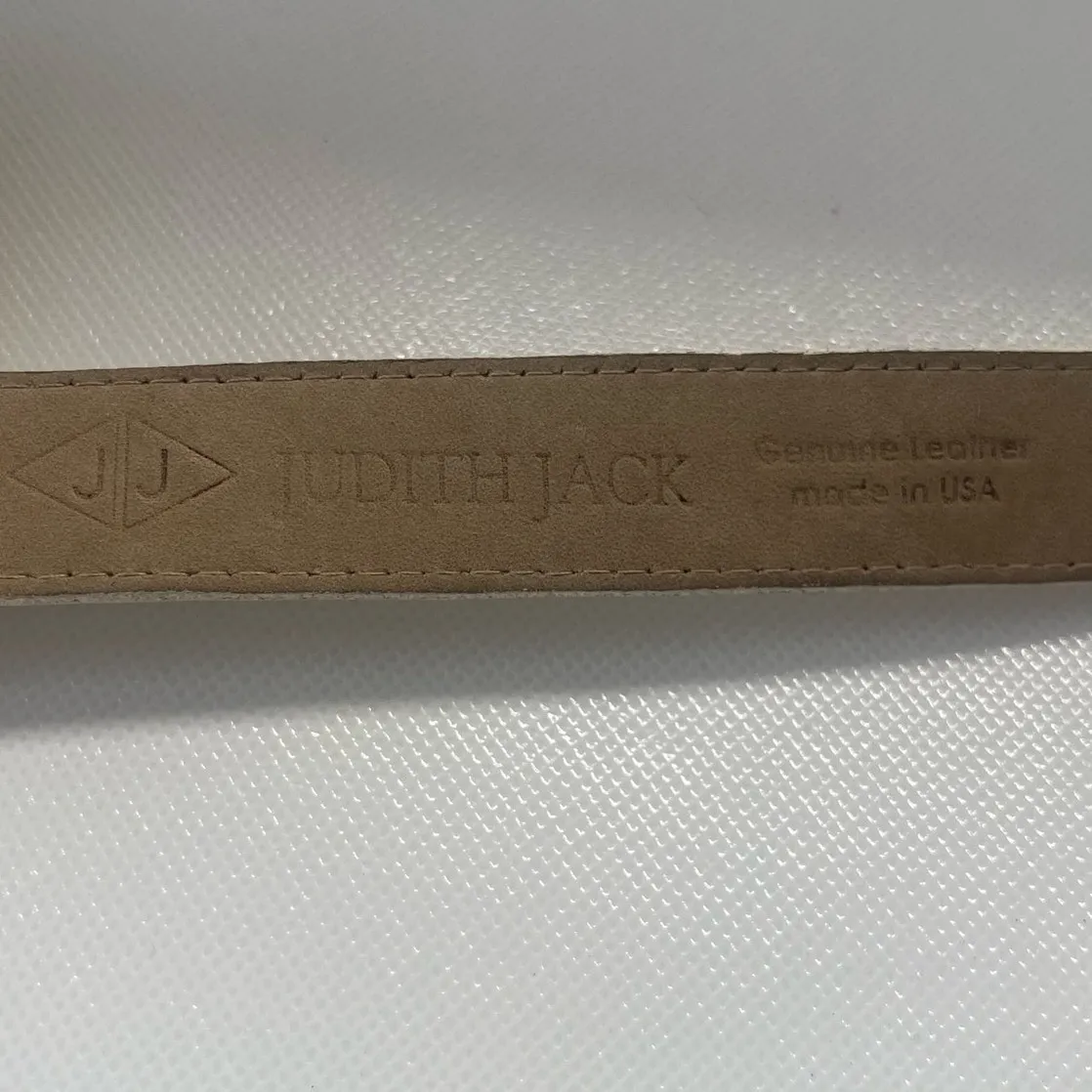 Vtg Judith Jack Sterling Marcasite Leather Womens Belt Sz M Cream Glam 90s Boho - Image 8