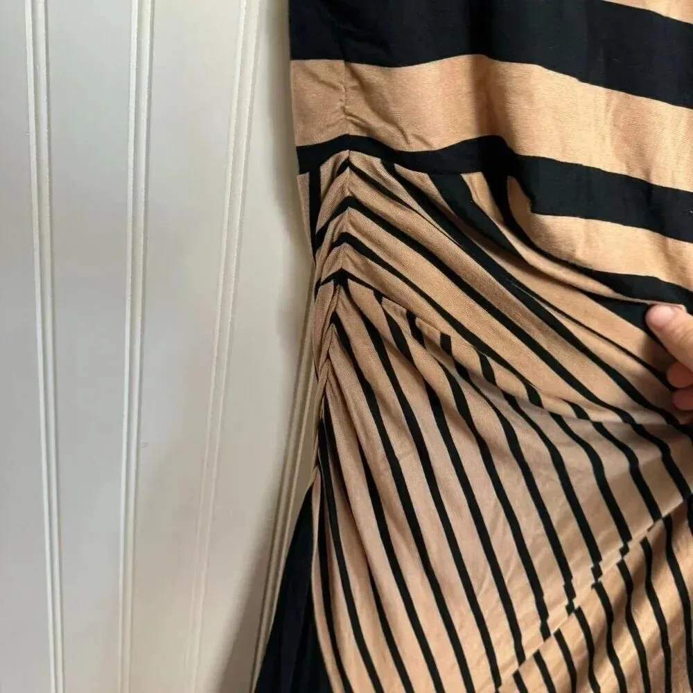 Soft Surroundings Black Tan Stripe Sleeveless Maxi Dress "Here To Infinity" F34 - Image 5