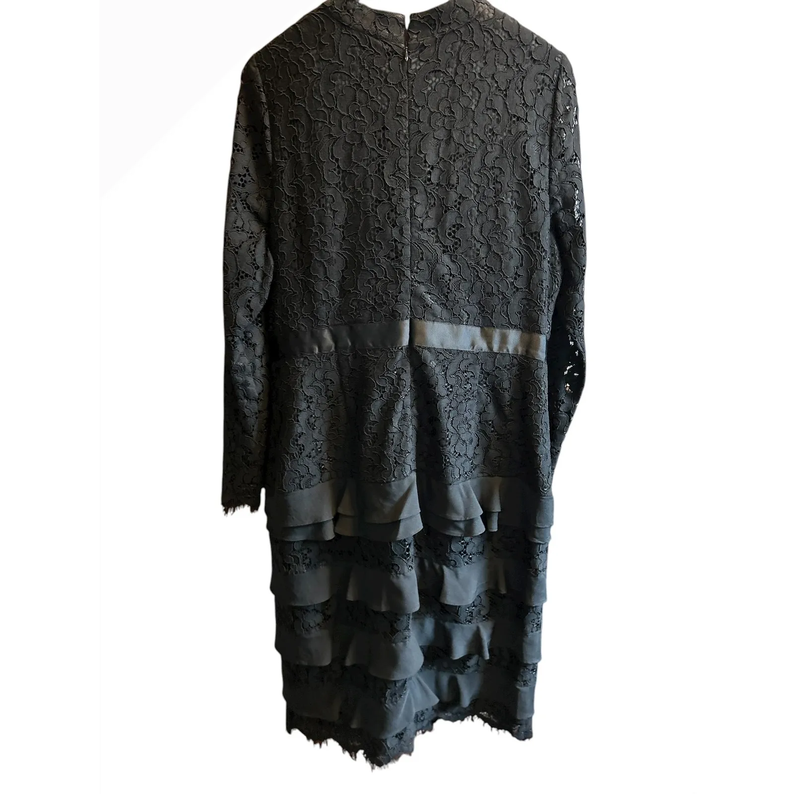 Rachel Parcell Black Lace‎ Ruffled Tiered Mock Neck Long Sleeve Dress XL - Image 5