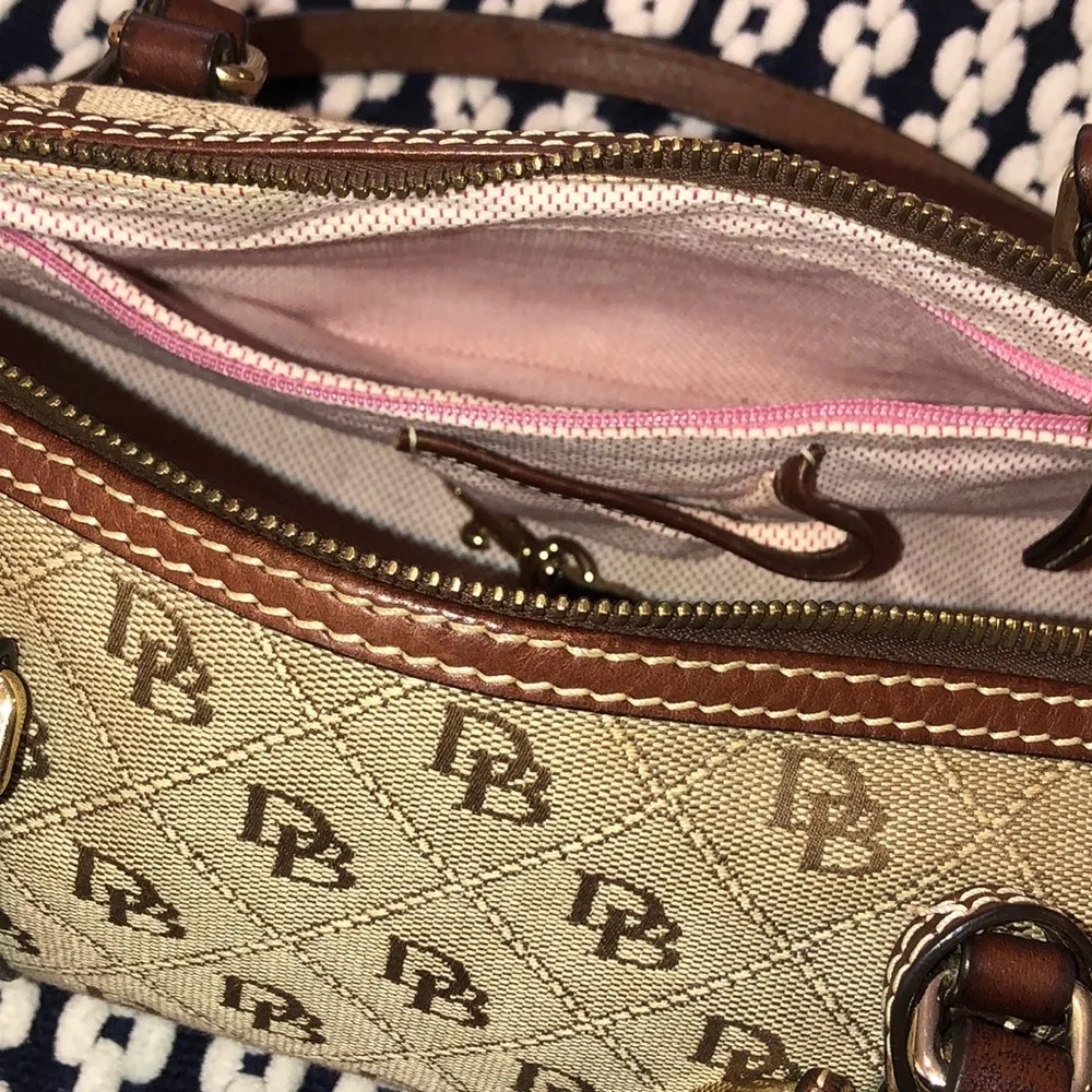 Vintage Signature Logo Canvas & Brown LeatherDuffle Roll Bag - Image 16