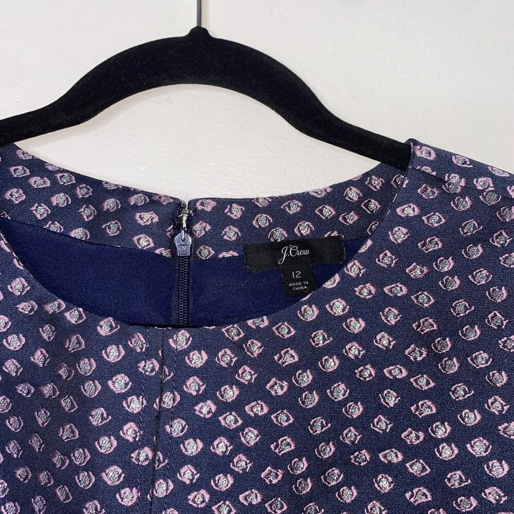 J. Crew Blue Metallic Silver Purple Jacquard Sleeveless Mini Cocktail Dress 12 - Image 3