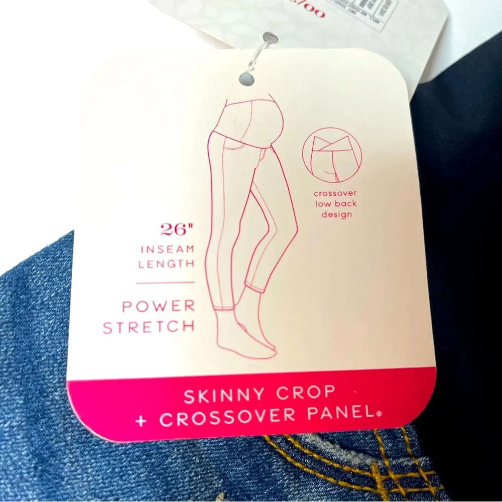 Isabel Maternity Crossover Panel Skinny Crop Blue Jeans with Power Stretch. New! - Image 3