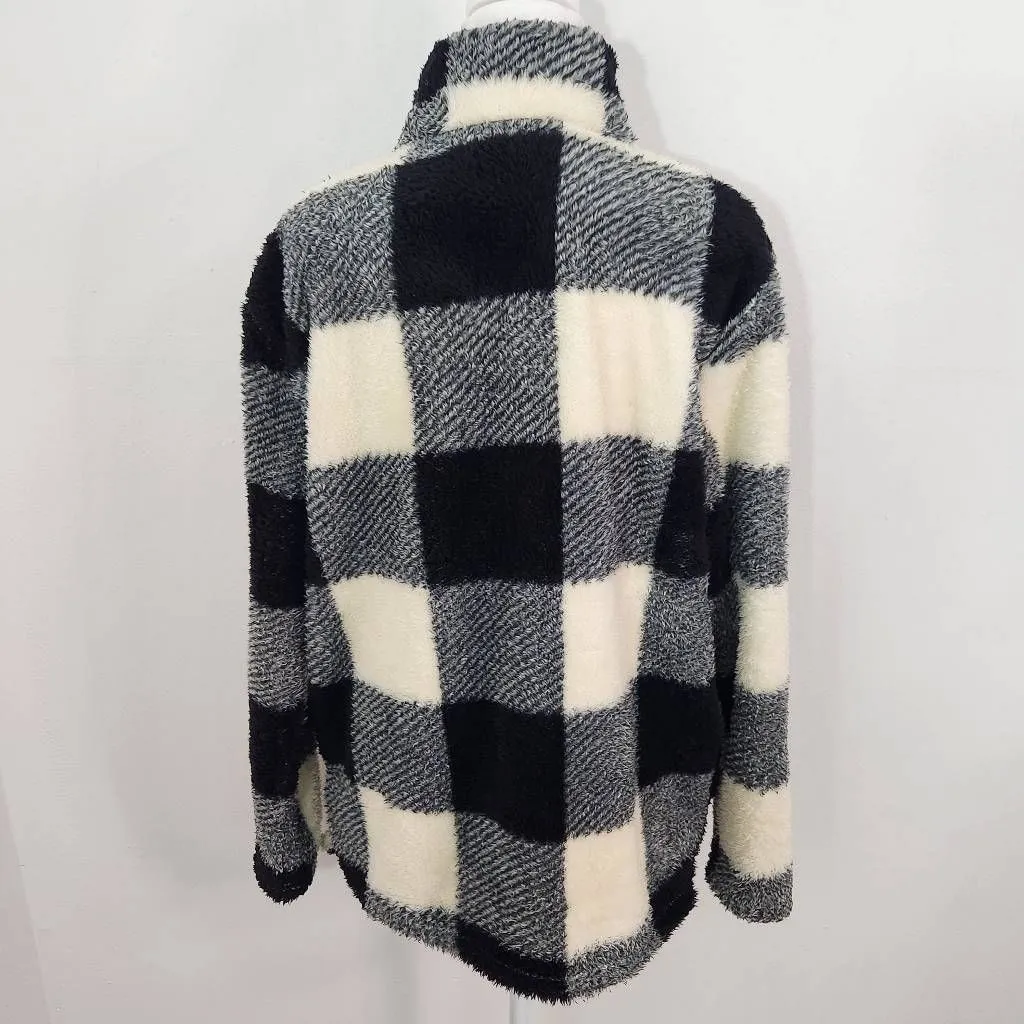 Stillwater Supply Black and Cream Fleece Pullover Size Large Buffalo Check Fleec - Image 5