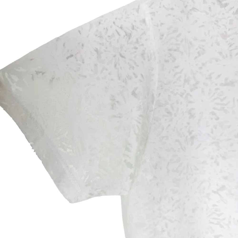 The Kooples Burnout Crop Top Sheer White Floral Burst Size XS - Image 7