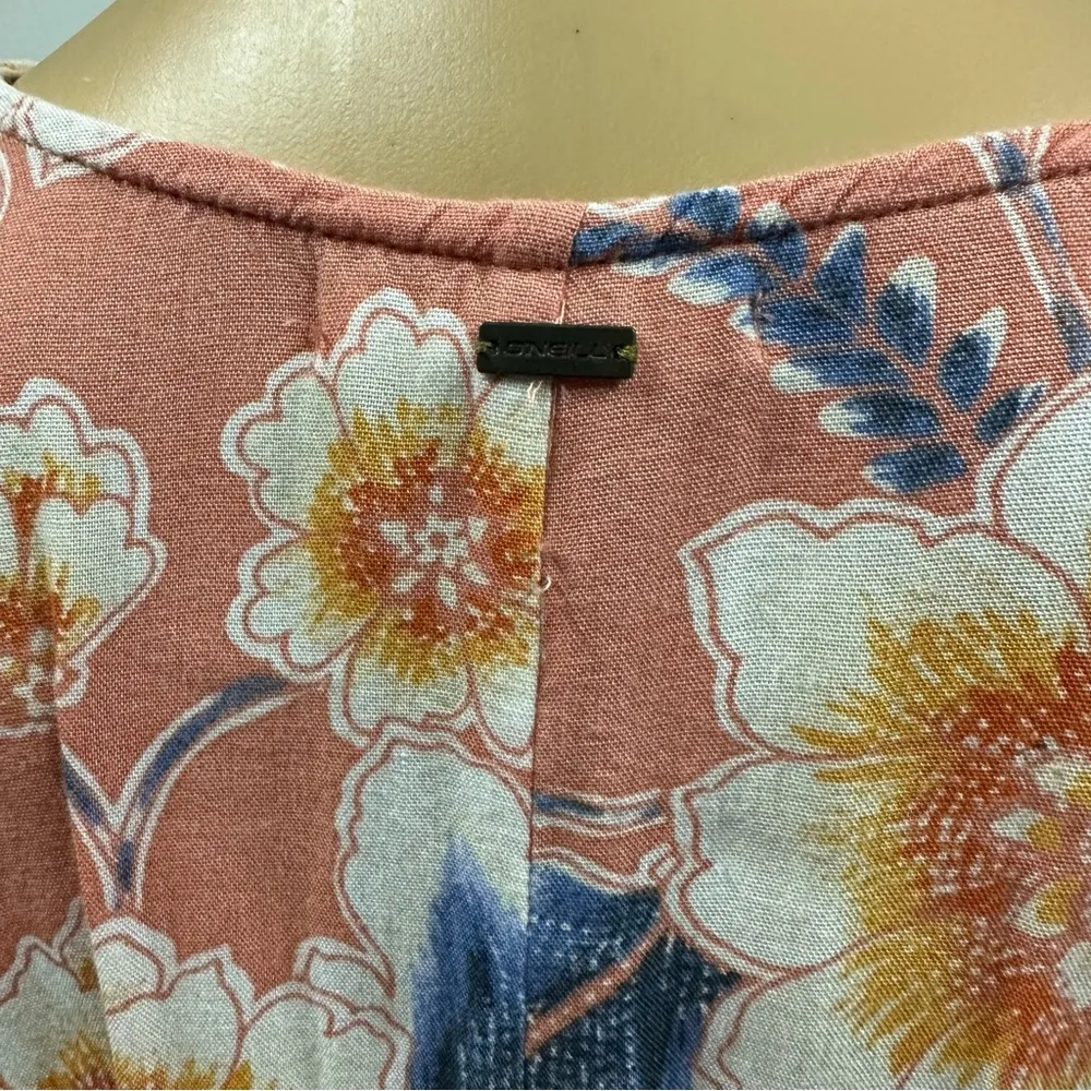 Oneill Amaze Canyon Clay Cotton Floral Half Sleeve Mini Dress Womens Large - Image 5