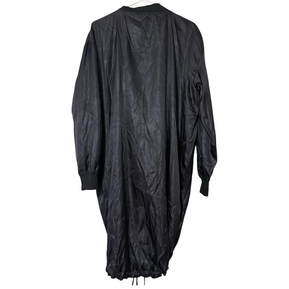 VICTORIA SPORT women's size small black long zip front sport jacket bomber ties - Image 4