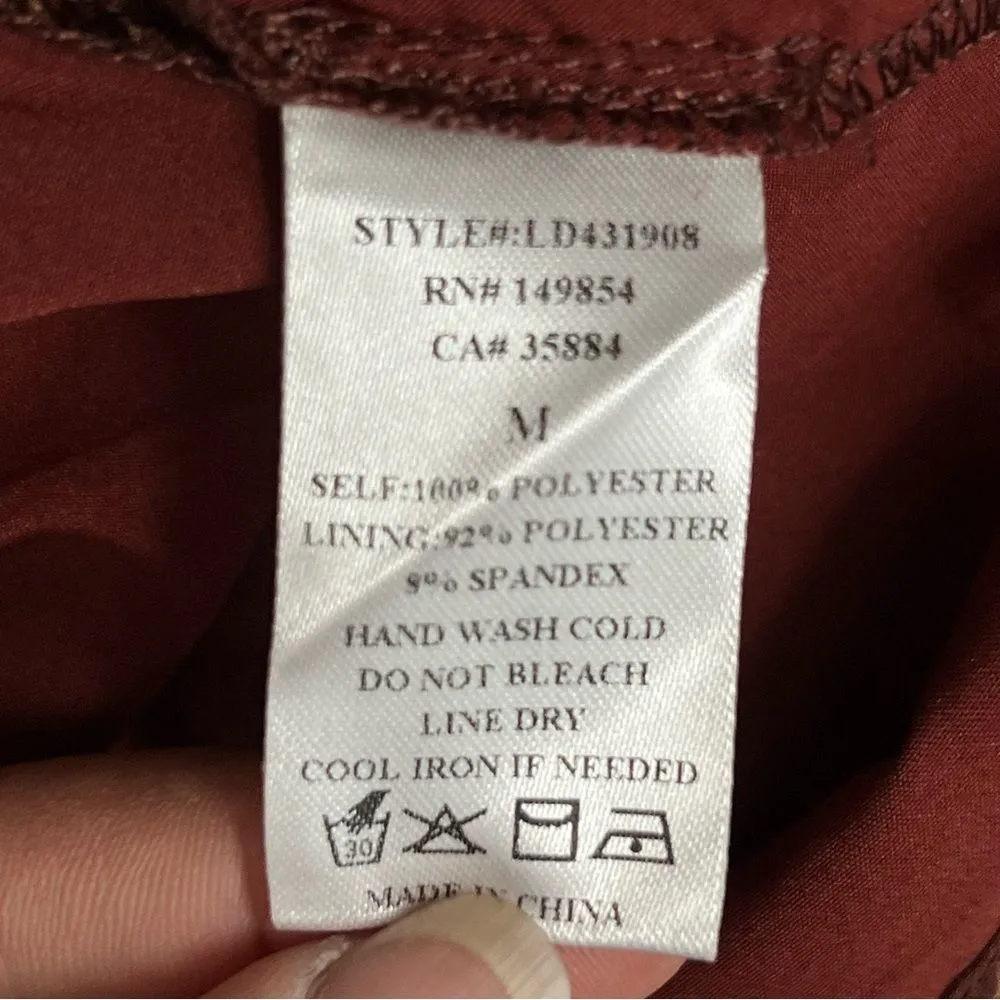 Save The Label Aura Beige/Brown Base Abstract Print Ruched Long Sleeve Dress-M - Image 12