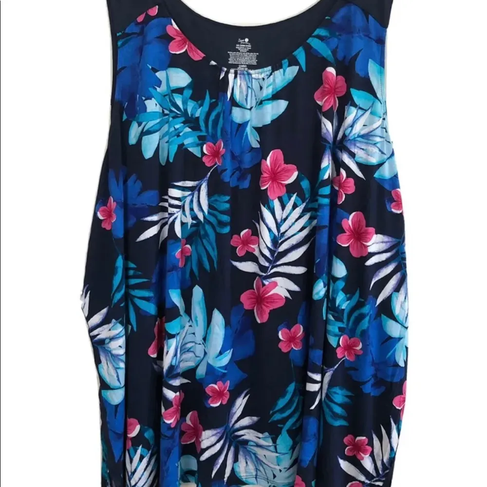 SECRET TREASURES Womens Sleep Top Size 4X 26 W-28W Navy Floral Rayon Spandex New - Image 3