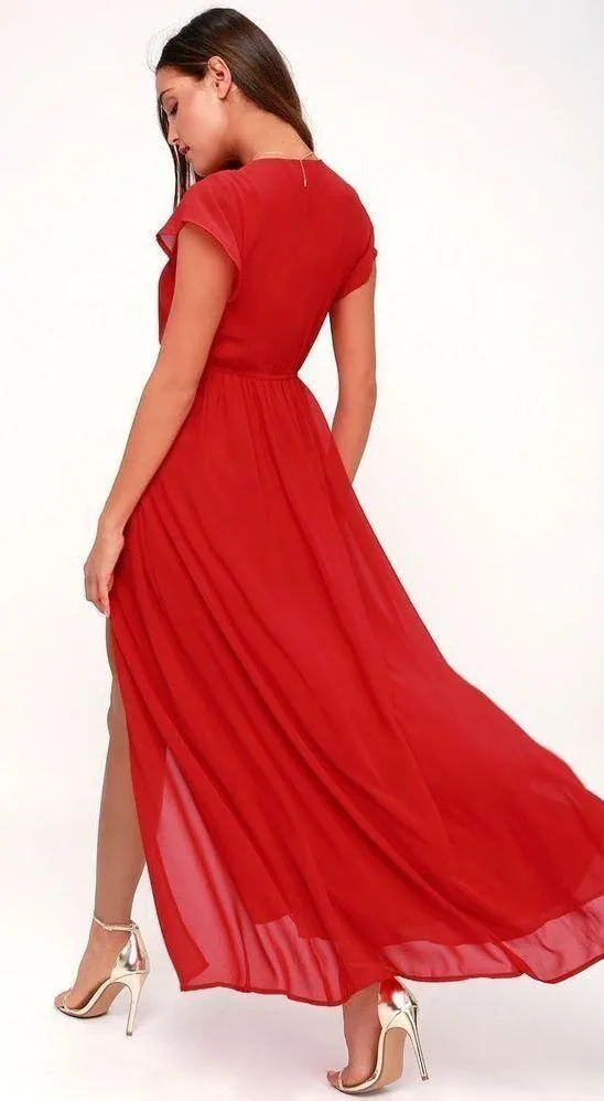 Lulu’s nwt Lost in the Moment Red Maxi Dress size small - Image 2