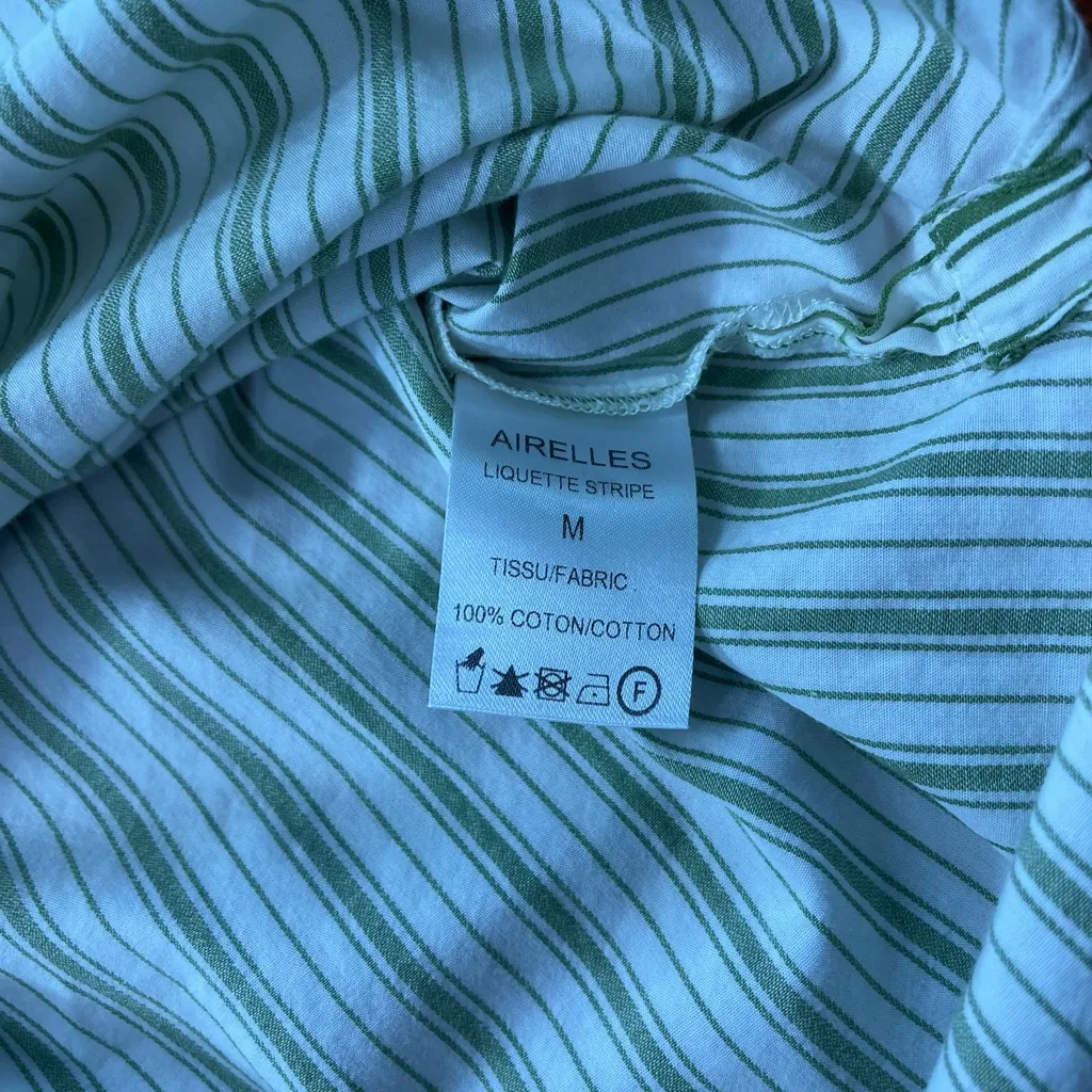 Airelles Striped Cotton Popover Dress – Minimalist Prairie Style ~ Medium💛🍄 Green - Image 8