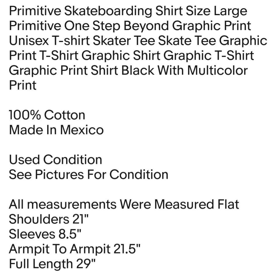  Skateboarding Shirt Size Large Primitive One Step Beyond Graphic Print Unisex T-shirt - Image 2