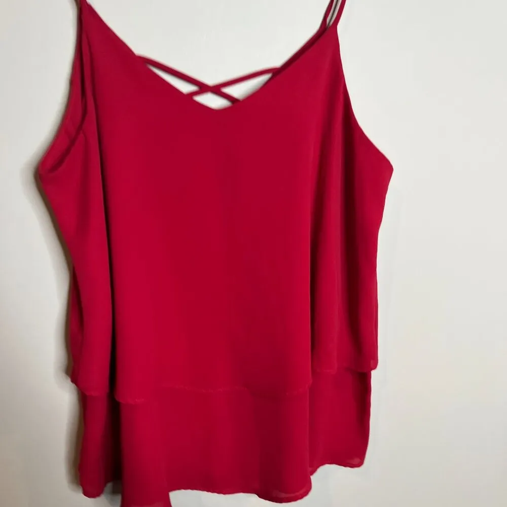 Marshalls 🌺  red chiffon tank top - Image 2