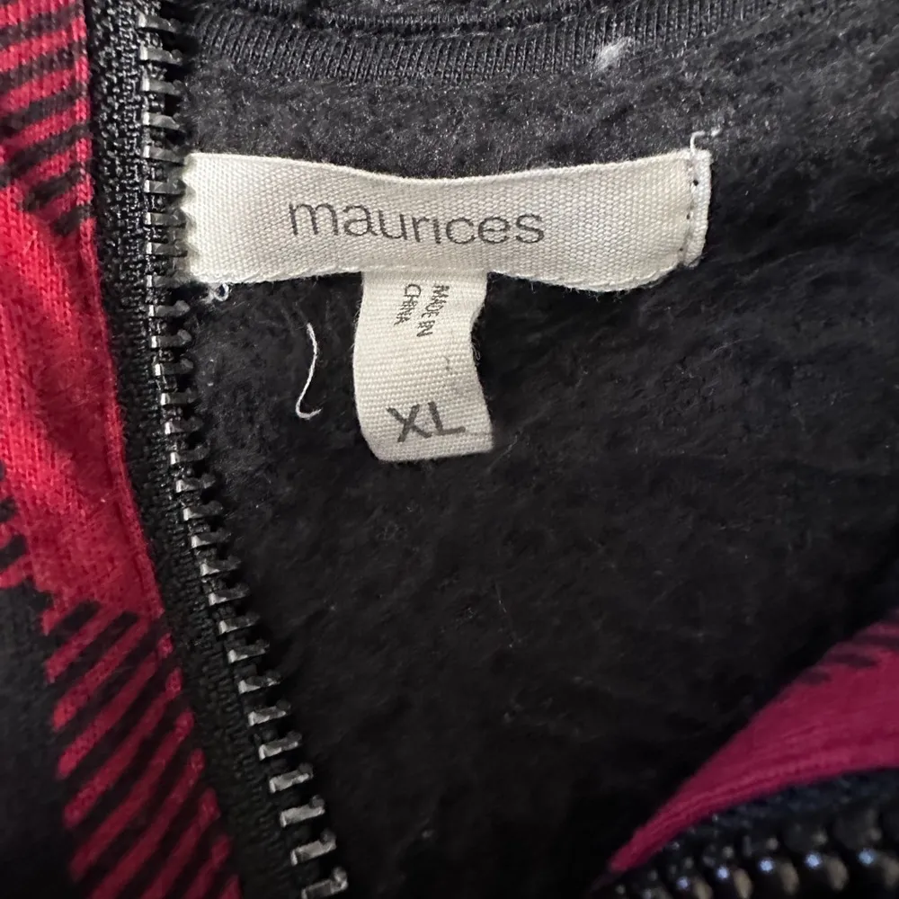 MAURICES Buffalo Plaid Trim Teddy Sherpa Sweatshirt size XL like new - Image 2