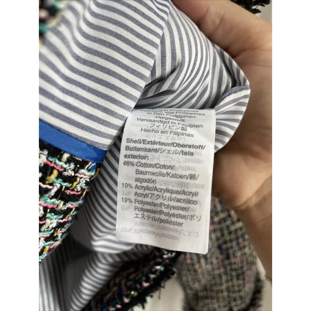 $248 J.Crew Lady Metallic Multi Color Tweed Jacket Size 12 - Image 6