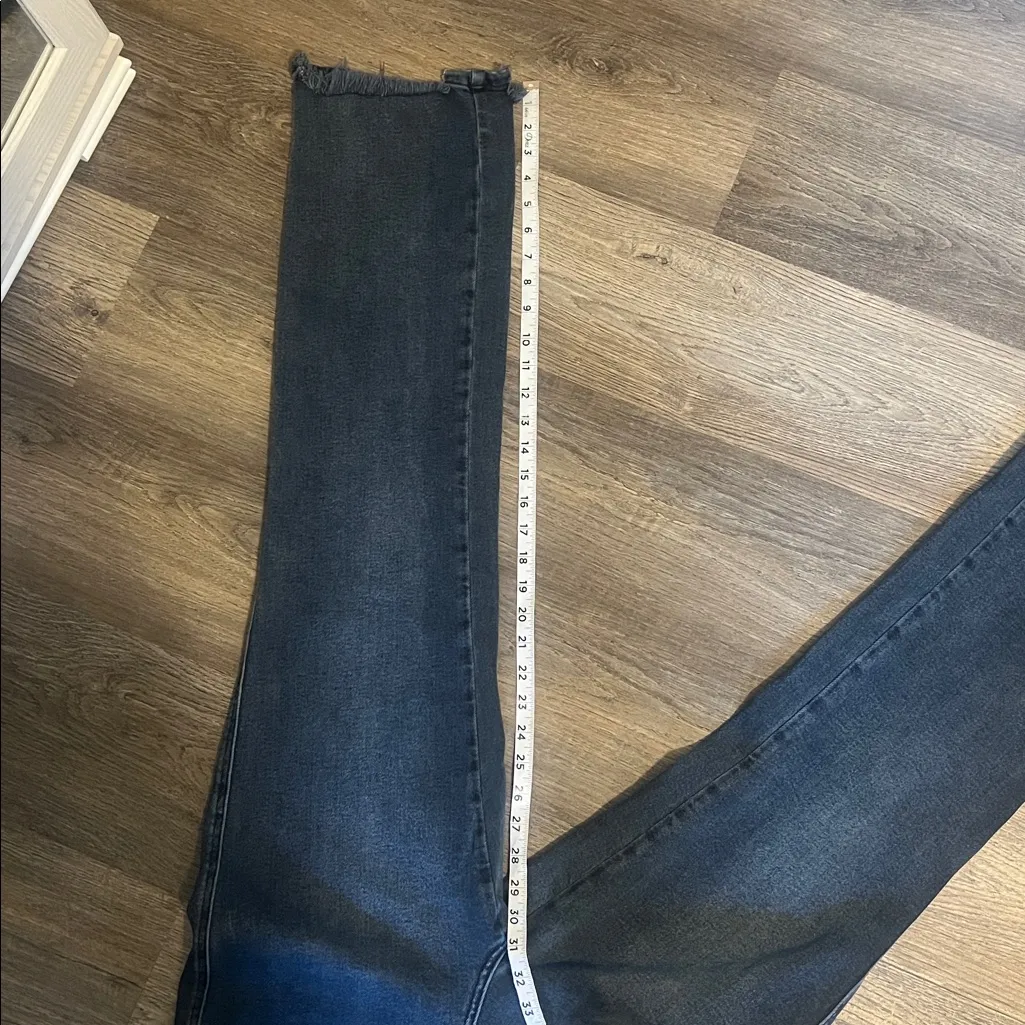 Judy Blue Straight Fit High Rise Button Up Black Wash  Jeans w/Raw Frayed Hem 30 - Image 11