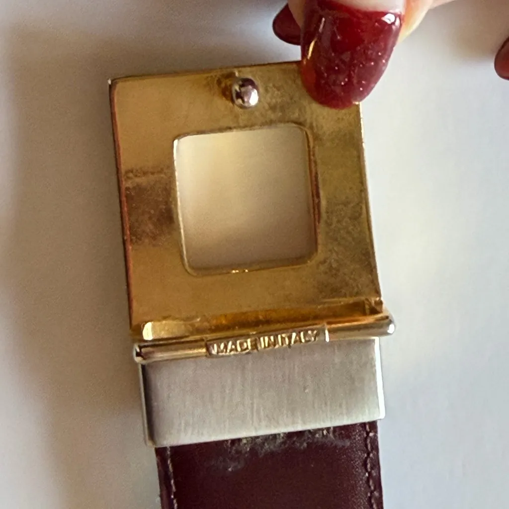 Yves Saint Laurent Vintage reversible belt black and brown gold buckle sz S - Image 6