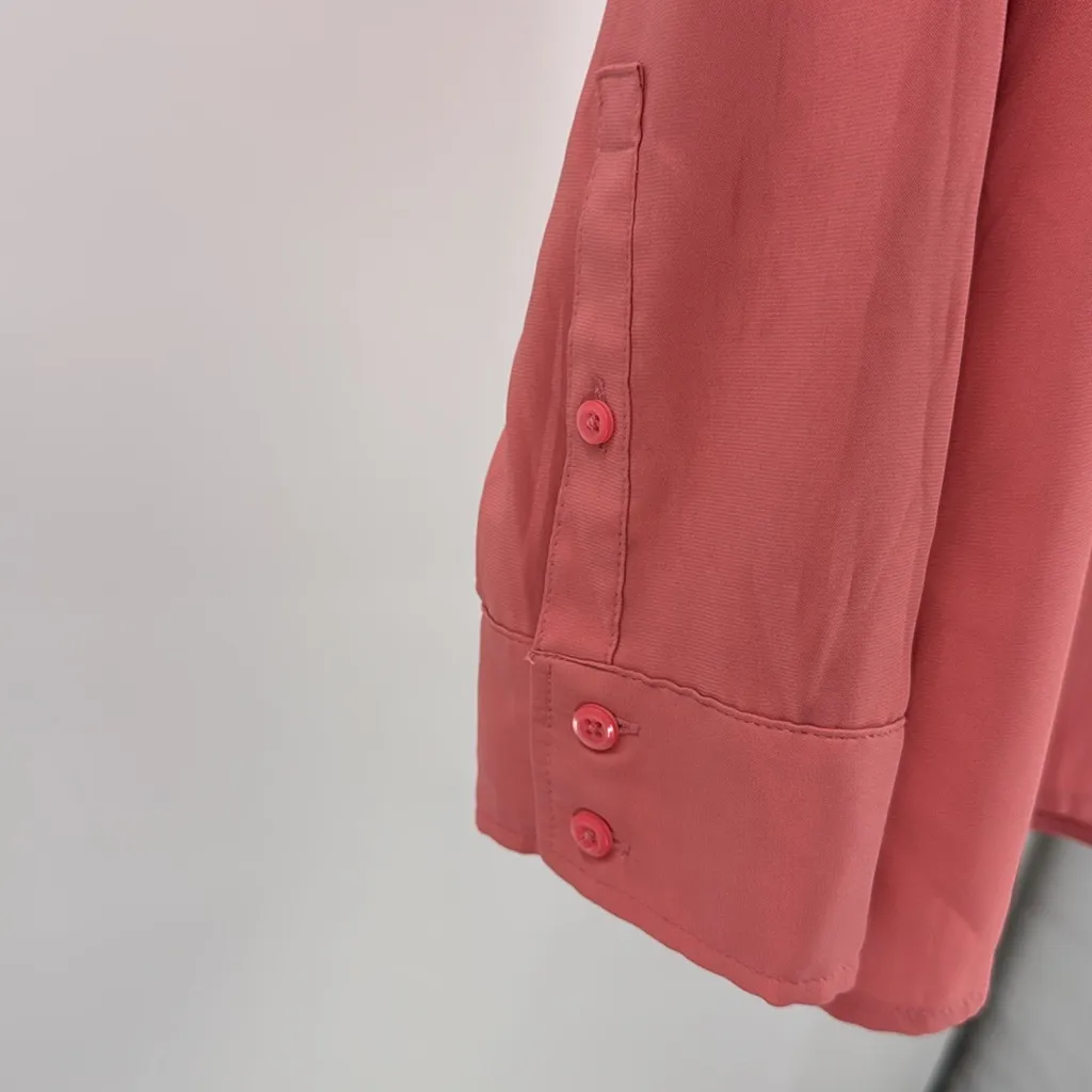 Express Portofino Coral Blouse L hidden buttons silky career office professional - Image 7