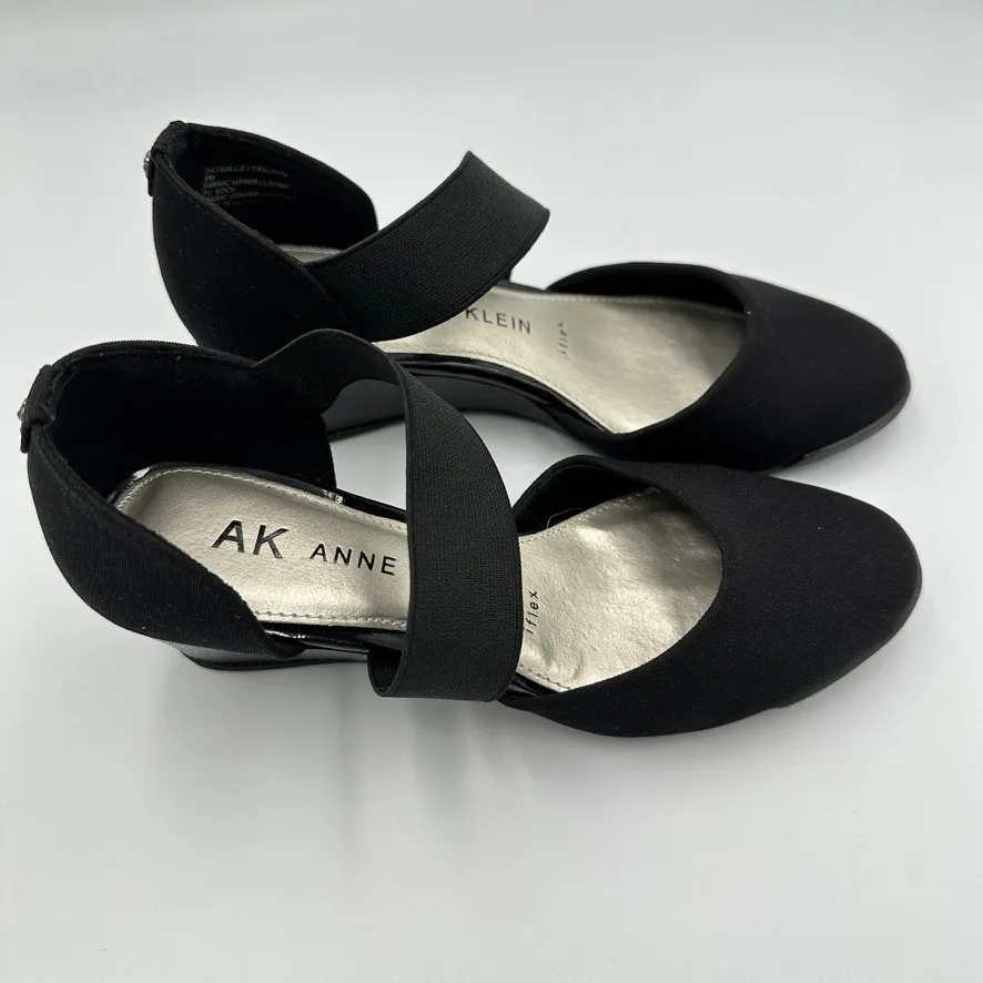 Anne Klein Womens Black Fabric Wedge Heels Elastic Straps Comfort Shoes Size 6M - Image 2