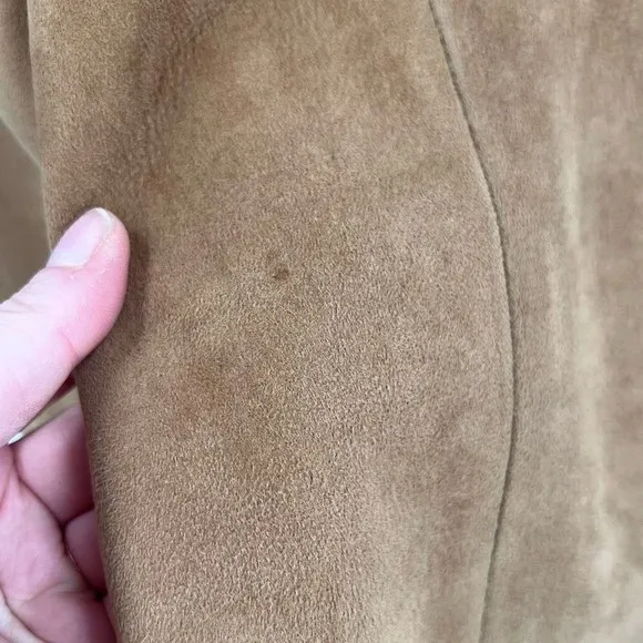 Vintage Montgomery Ward 1950s Suede Longline Jacket Coat Small medium lined Brown - Image 8