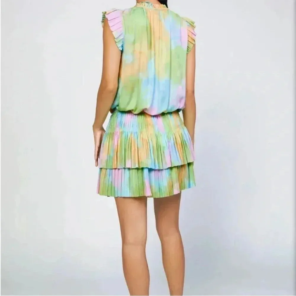 NWT CURRENT AIR ZOEY PLEATED SKIRT MINI DRESS in Cotton Candy Multi S - Image 4
