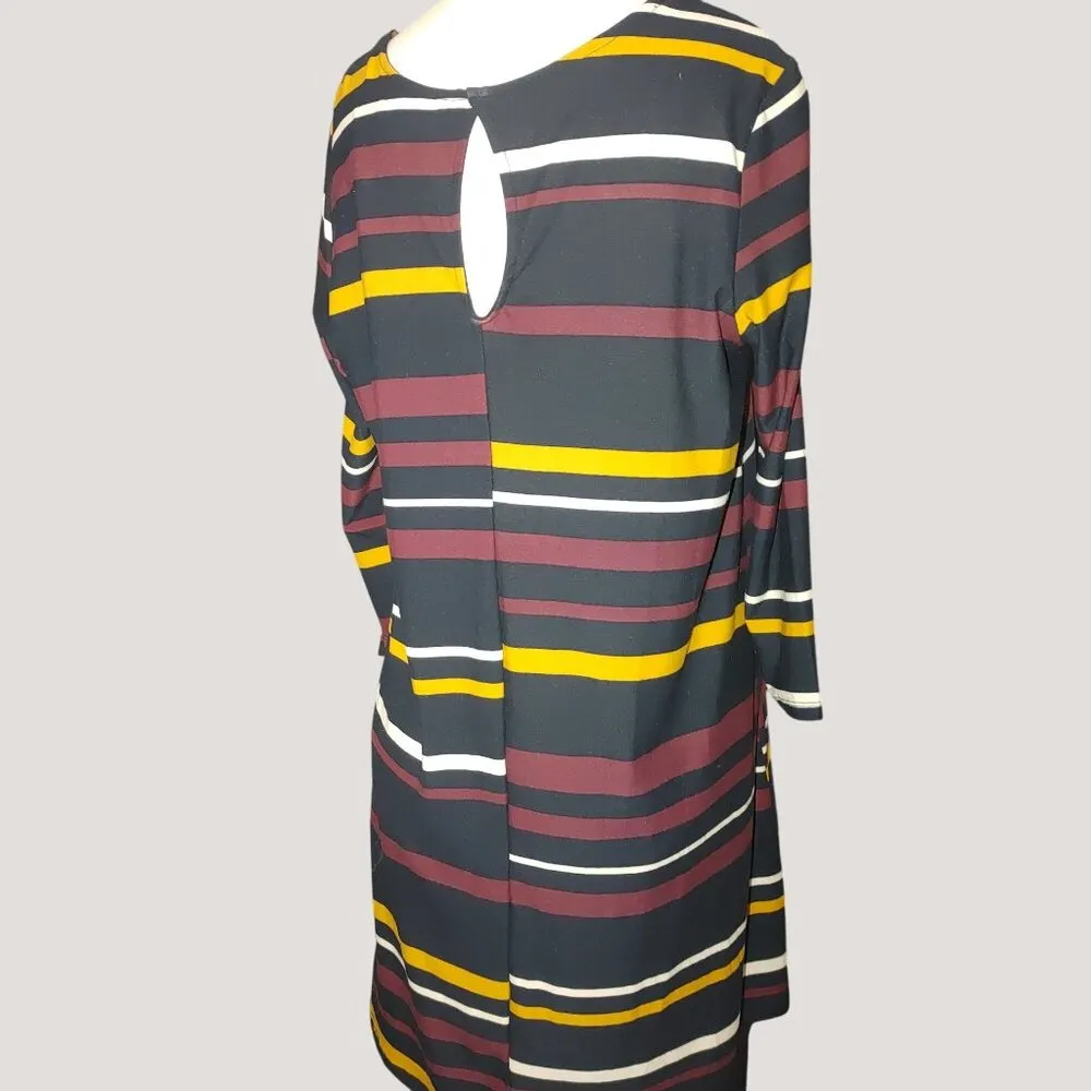 Bobbie Brooks Ladies Striped Long Sleeve  Sheath Pencil Dress Keyhole Back - Image 6