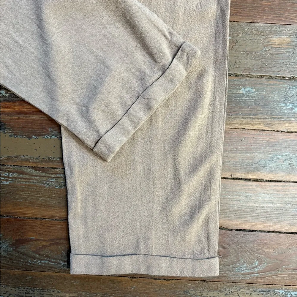 NWT Mable Linen Blend Wide Leg Trouser Style Pants ~ Size Medium 💚🍄 Tan - Image 5