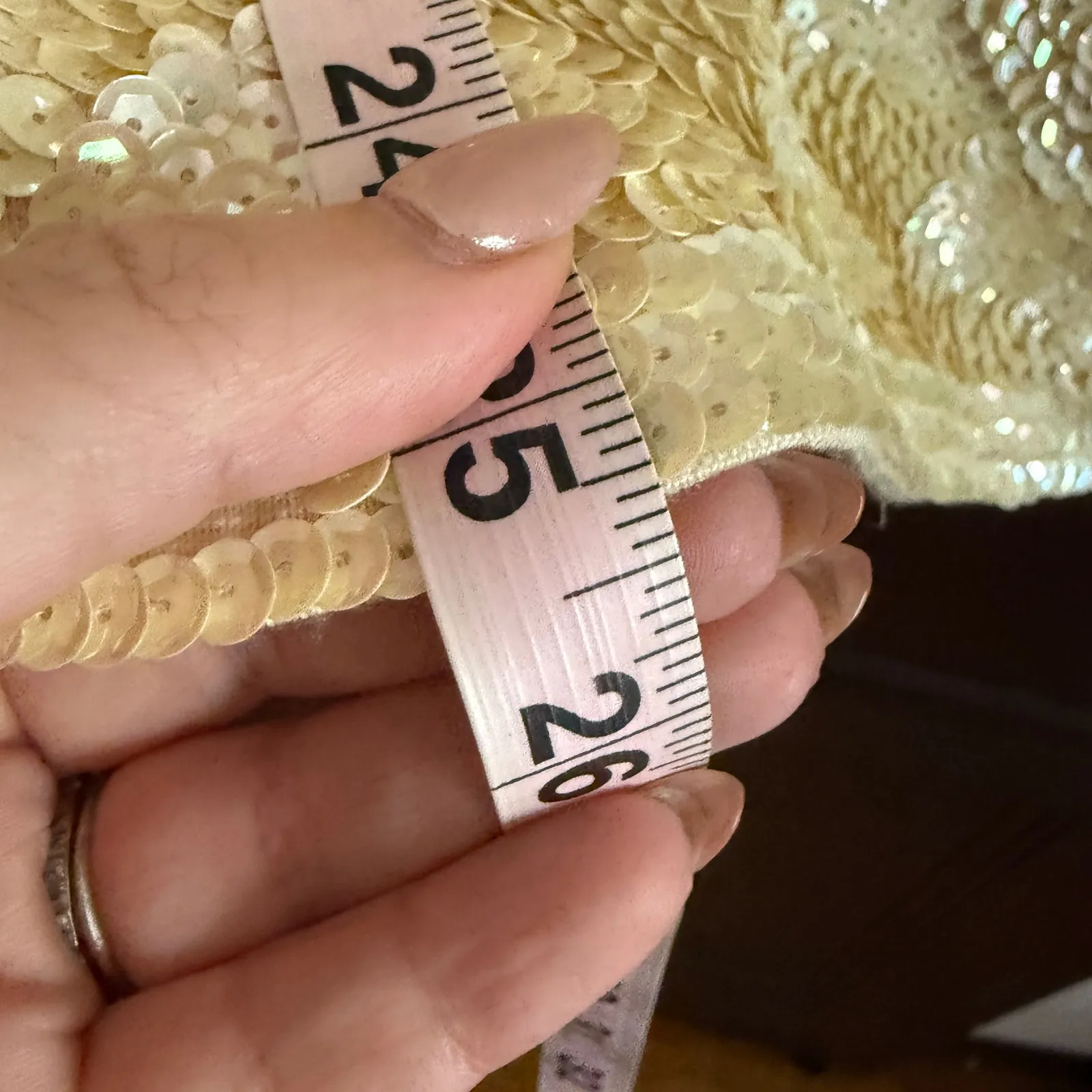 1950s Vintage Creamy Butter Yellow Sequin Patterned Evening Jacket Blazer XS - Image 8