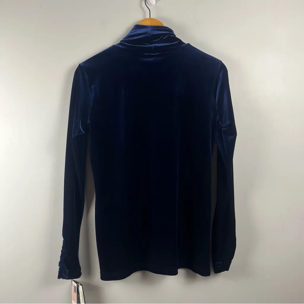 New SNO SKINS WOMEN'S PLUSH VELVET Turtleneck in sapphire size small Blue - Image 7