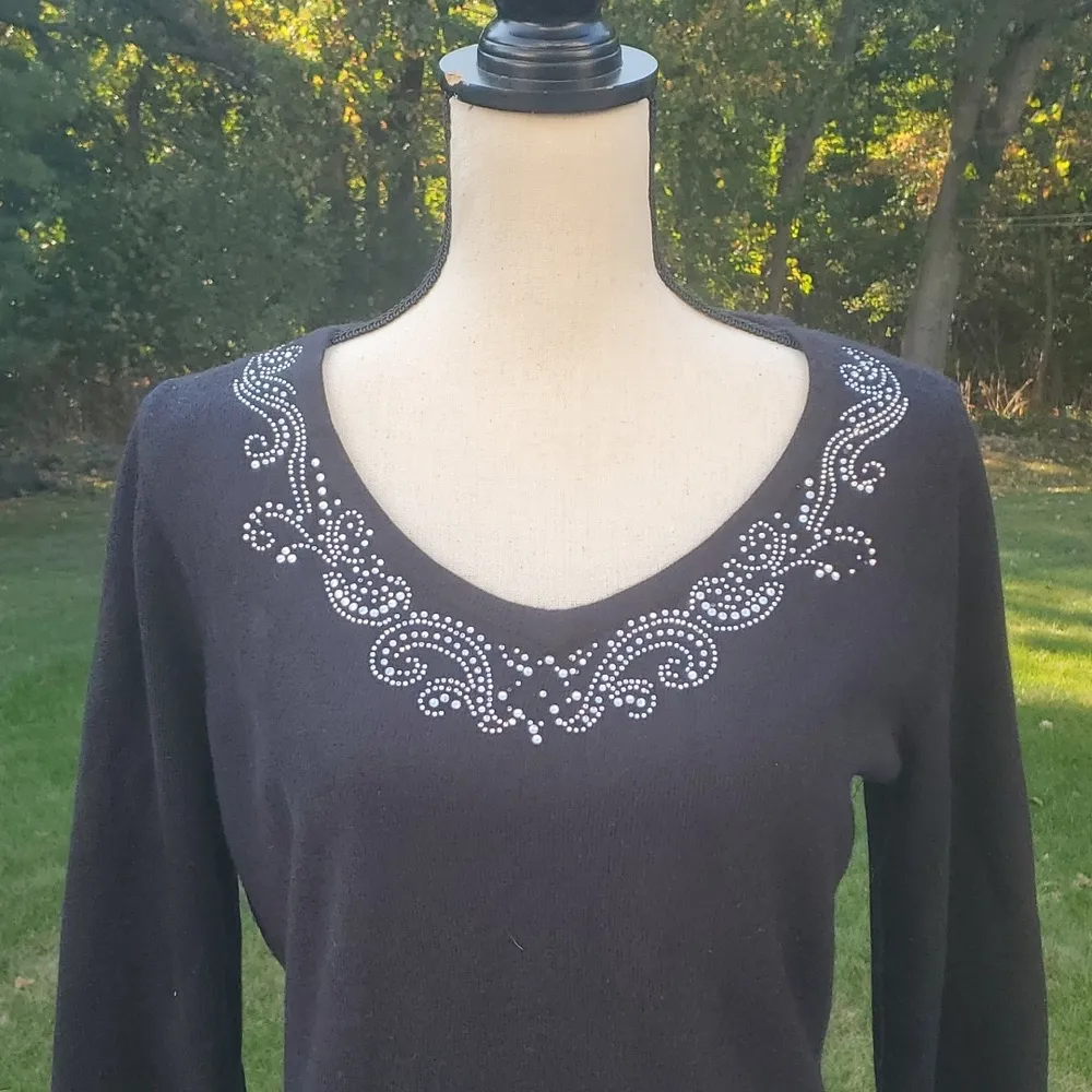 Debbie Morgan Jewel Neckline Sweater Size M - Image 2
